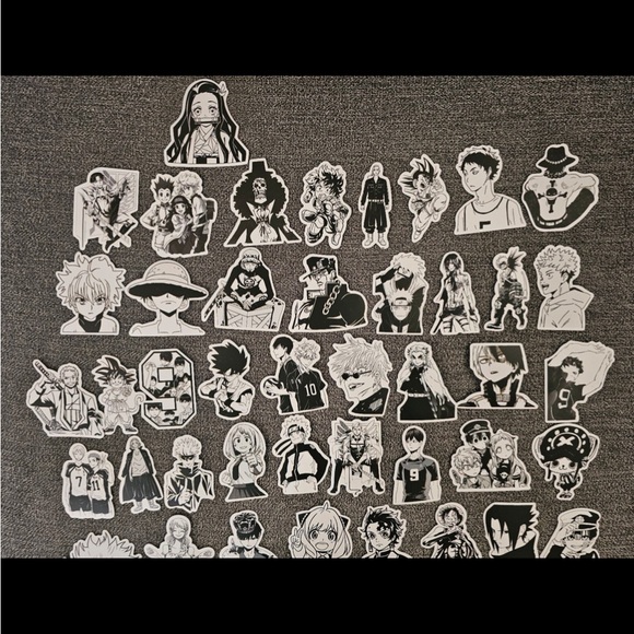 Black & White Mixed Anime Sticker Set 50 pcs - Picture 5 of 6
